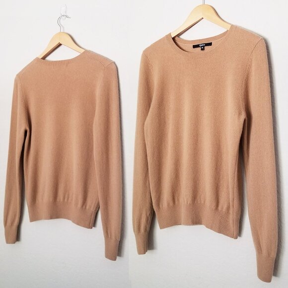 Quince 100% Mongolian Cashmere Crewneck Sweater S Camel Tan Soft Cozy $128 Basic - Picture 2 of 14